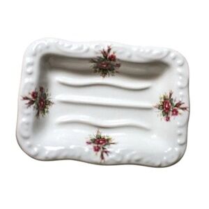 Vintage Athena Glynda Turley Rose Rhapsody Ceramic Soap Dish Pink Floral USA NWT